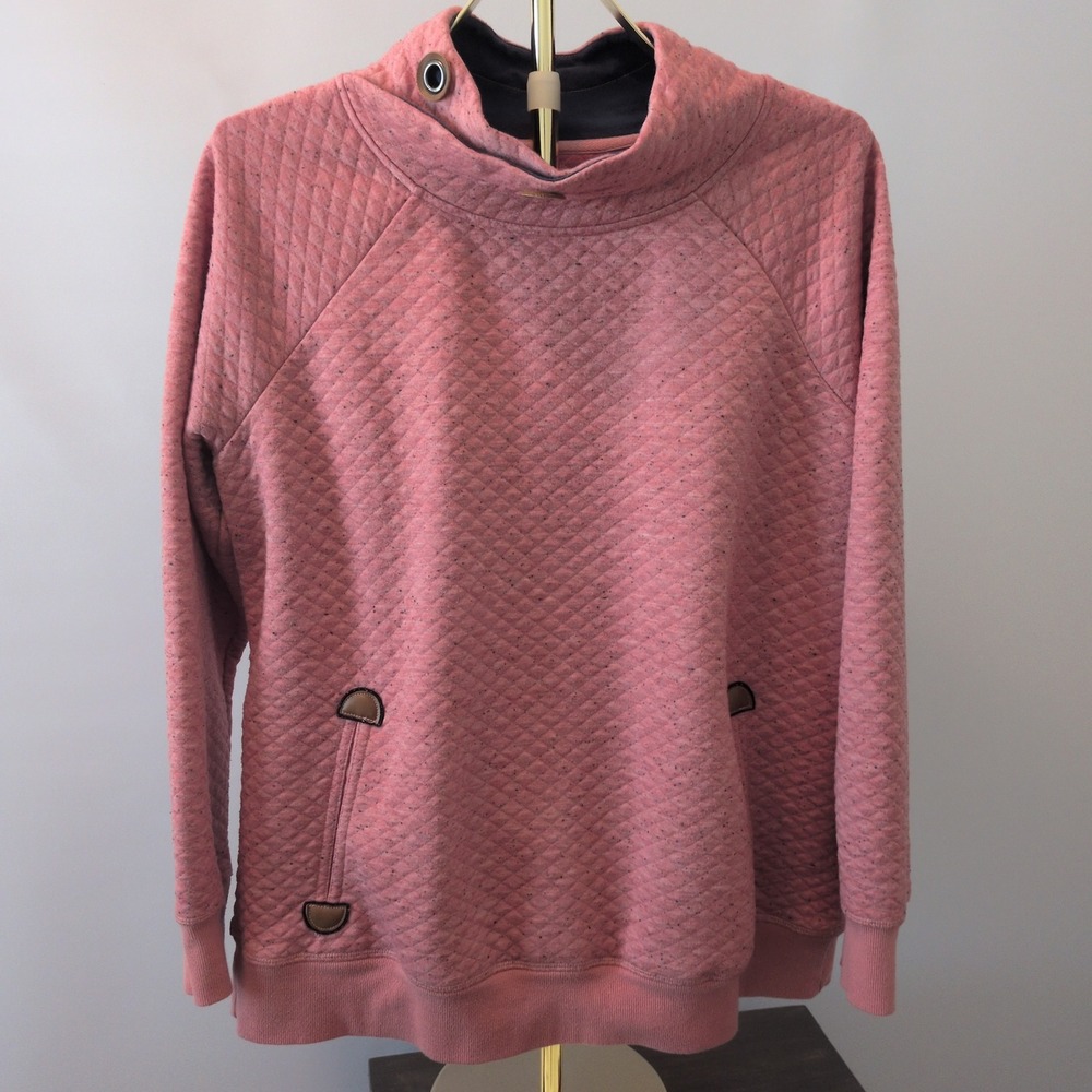 Maurices Quilted Pullover Women 1X Pink Funnel Neck Grommet Pocket Sweatshirt